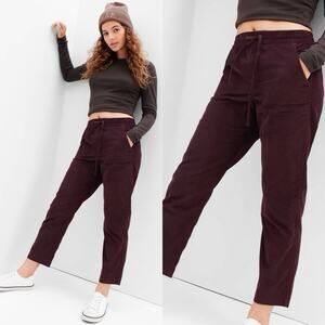 GAP Corduroy Easy Mid-Rise Drawstring Pants In Auberge Plum Size M Tall Preppy